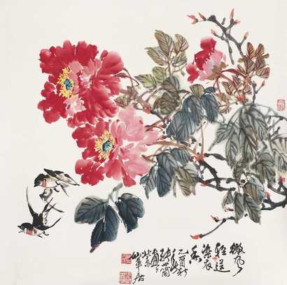 张世简 2005年作 花鸟 立轴